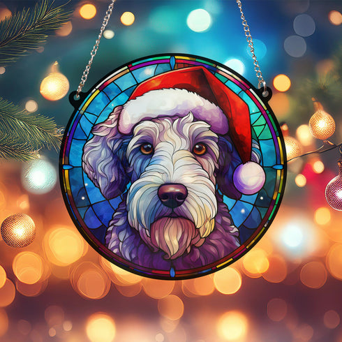Bedlington Terrier Christmas Suncatcher